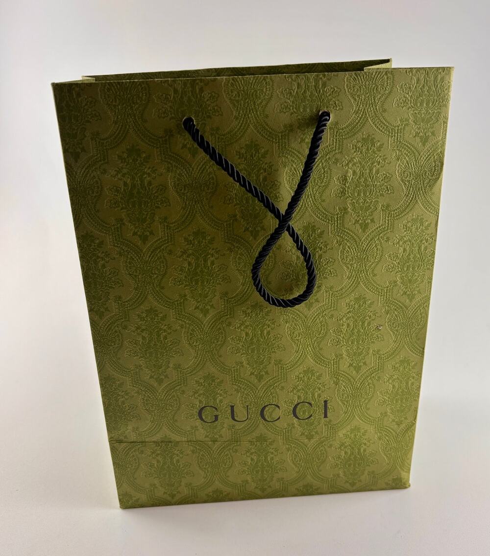 Gucci Green Embossed Damask Shopping Gift Bag